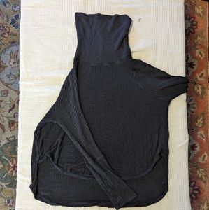 Free People We The Free Women's Waffle Knit Cowl Sweater Black Size Medium
